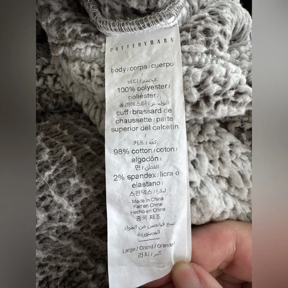 Pottery Barn Coziest Sherpa Robe Heathered Gray Size-Large L - Picture 8 of 10